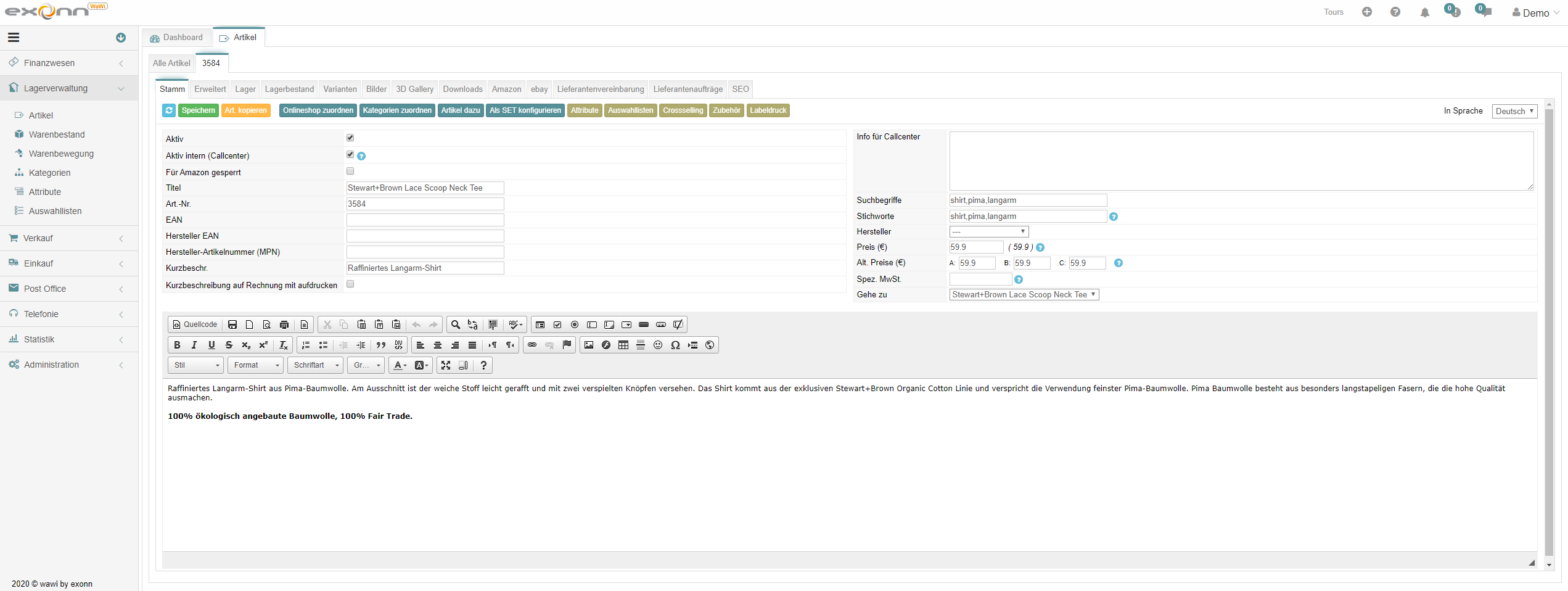 Connector for exonn ERP and OXID eShop